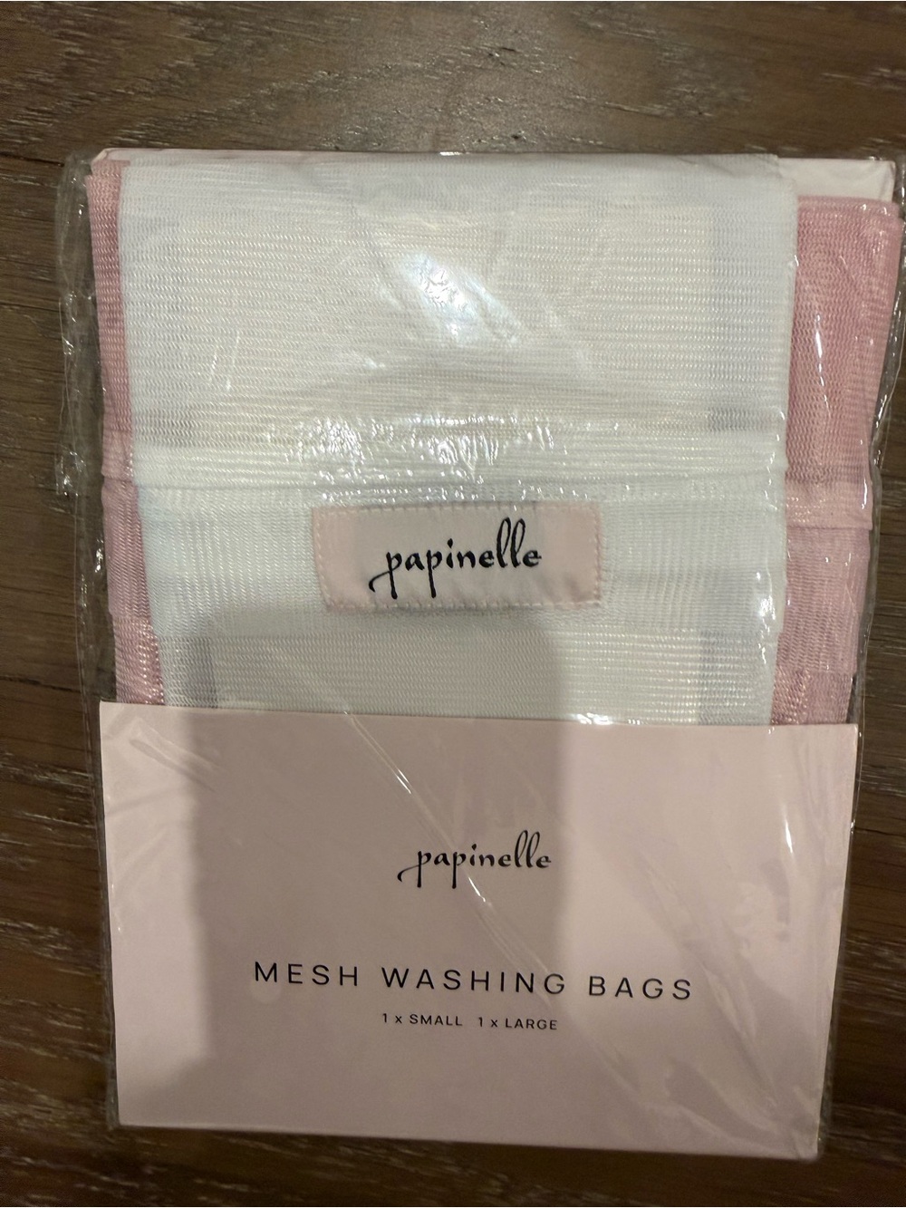 Papinelle Pink & White Mesh Washing Bags — Set of 2